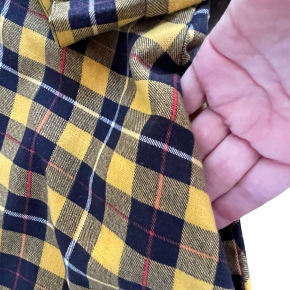 Lerner! Vintage Yellow Buffalo Plaid Women's Midi Dress Fleece cotton Sz: M - Picture 9 of 9